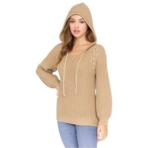 POL chunky knit sweater cream beige oversize top unique winter warm layer sz M